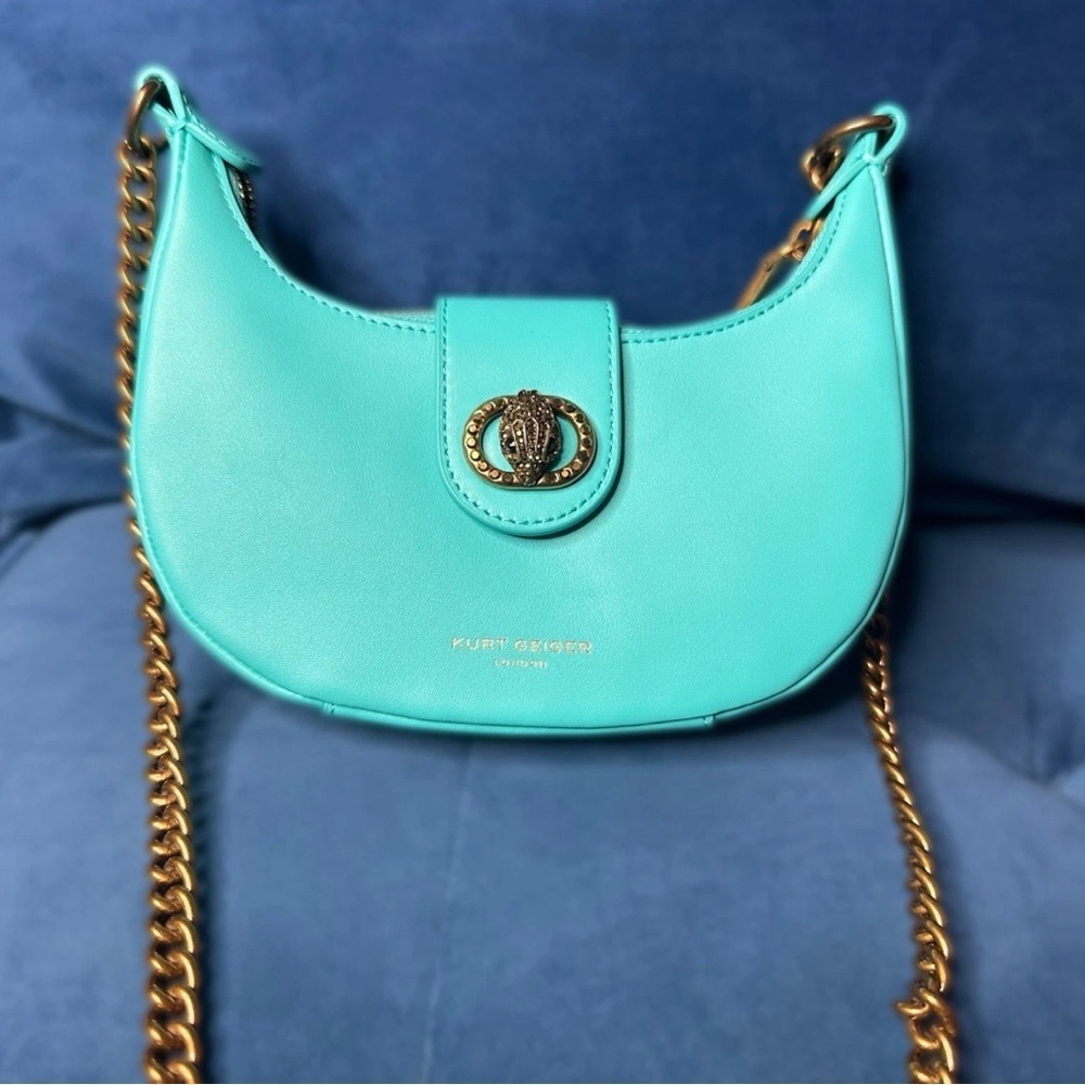 Kurt Geiger Small Leather Chelsea Hobo Crossbody Bag with Eagle and Gold Chain - Picture 6 of 6